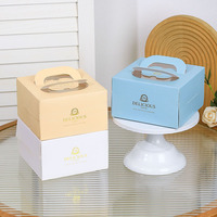 Boîte à gâteau portable de 4/6 pouces avec poignée et fenêtre en PVC, emballage en papier blanc pour mousse / gâteau d'anniversaire / pâtisserie