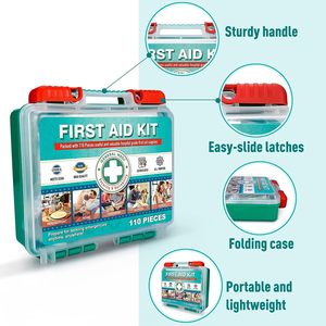 Kit de <span class=keywords><strong>primeros</strong></span> <span class=keywords><strong>auxilios</strong></span> médico de emergencia de 110 piezas, <span class=keywords><strong>caja</strong></span> de botiquín de <span class=keywords><strong>primeros</strong></span> <span class=keywords><strong>auxilios</strong></span> compacta para vehículo de viaje, Kit de ayuda para acampar - Product Image 2