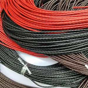 ST1026 <strong>Black</strong> Red Brown Genuine Braided Bolo Leather <strong>Cords</strong> - Product Image 1
