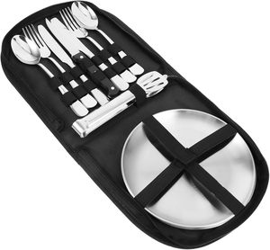 Xách tay thép không gỉ Flatware món ăn dao muỗng nĩa đặt cho du lịch cắm trại dã ngoại túi, dao kéo Hộp quà tặng giá bán buôn - Product Image 3