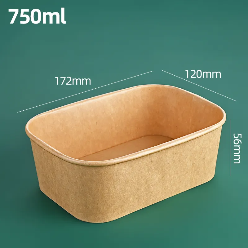 disposable kraft bowl salad bento lunch box take out fast food paper container paper box for picnic food packaging salad bowl