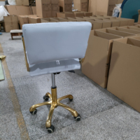 Lit de beauté moderne Tabouret en cuir blanc Chaise avec roulettes Salon de beauté Bar moderne Salon de beauté Petite chaise de barbier