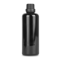 Bouteille d'huile en verre européenne la plus vendue Capacité de 5ml à 100ml avec bouchon en bois et bouchon de pulvérisation Surface sérigraphiée Couleur noire