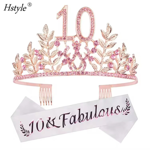 Hstyle superventas 6th 18th Birthday Tiara y Sash 18th Fabulous Sash y Crystal Tiara Decoraciones de <span class=keywords><strong>cumpleaños</strong></span> para niñas - Product Image 3