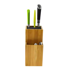 Hot Selling New Design Universal Bamboo Knife <b>Holder</b> E-co Friendly <b>Utensil</b> Blocks <b>Kitchen</b> Storage Rack With Plastic Bristles - Product Image 4