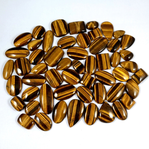 Cabochon en œil de tigre jaune naturel, quartz de guérison en vrac, pour la fabrication de bijoux spirituels Reiki, Radha Arts - Product Image 1