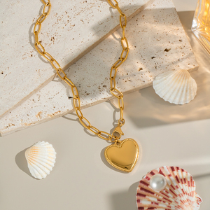 X&L Collana con Ciondolo a Cuore Personalizzato, Placcata <span class=keywords><strong>in</strong></span> <span class=keywords><strong>Oro</strong></span> 18K, Acciaio Inossidabile Impermeabile, Gioielli per Donne - Product Image 3