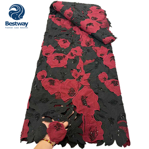 Bestway Beads Guipure con bordado de encaje de lentejuelas tela de encaje de cordón de alta calidad para mujer - Product Image 3