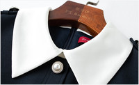 Robe chemise bleue FMY69371 sur mesure, style vintage, coupe ajustée, élégante, taille empire, boutonnage simple, jupe crayon, idéale pour l'hiver et le bureau