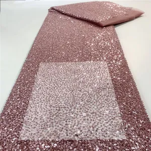 Encrypted sequin beads full width shiny dazzling bridal dress fabric spring and summer new red