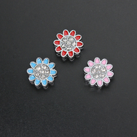 8mm vente en gros mignon arc-en-ciel coeur strass émail breloques alliage glisser breloques pour Bracelet bracelet bande fabrication de bijoux cadeau