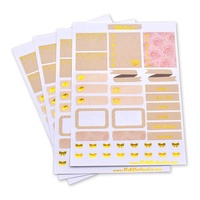 Hojas de Pegatinas Decorativas Personalizadas de Alta Calidad, Suministros para Diarios y Scrapbooking, Hoja de Pegatinas de PVC con Corte Kiss Cut y Lámina Dorada Coreana