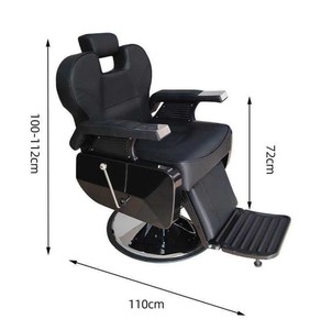 Fauteuil de barbier hydraulique noir robuste, 360° °   Chaise de <span class=keywords><strong>coiffure</strong></span> pivotante et inclinable avec appui-tête et repose-pieds réglables - Product Image 3
