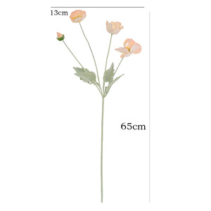 Fleur de pavot artificielle à 4 têtes, fleur en soie rose, haute simulation, décoration d'intérieur, accessoire de mariage - Product Image 5