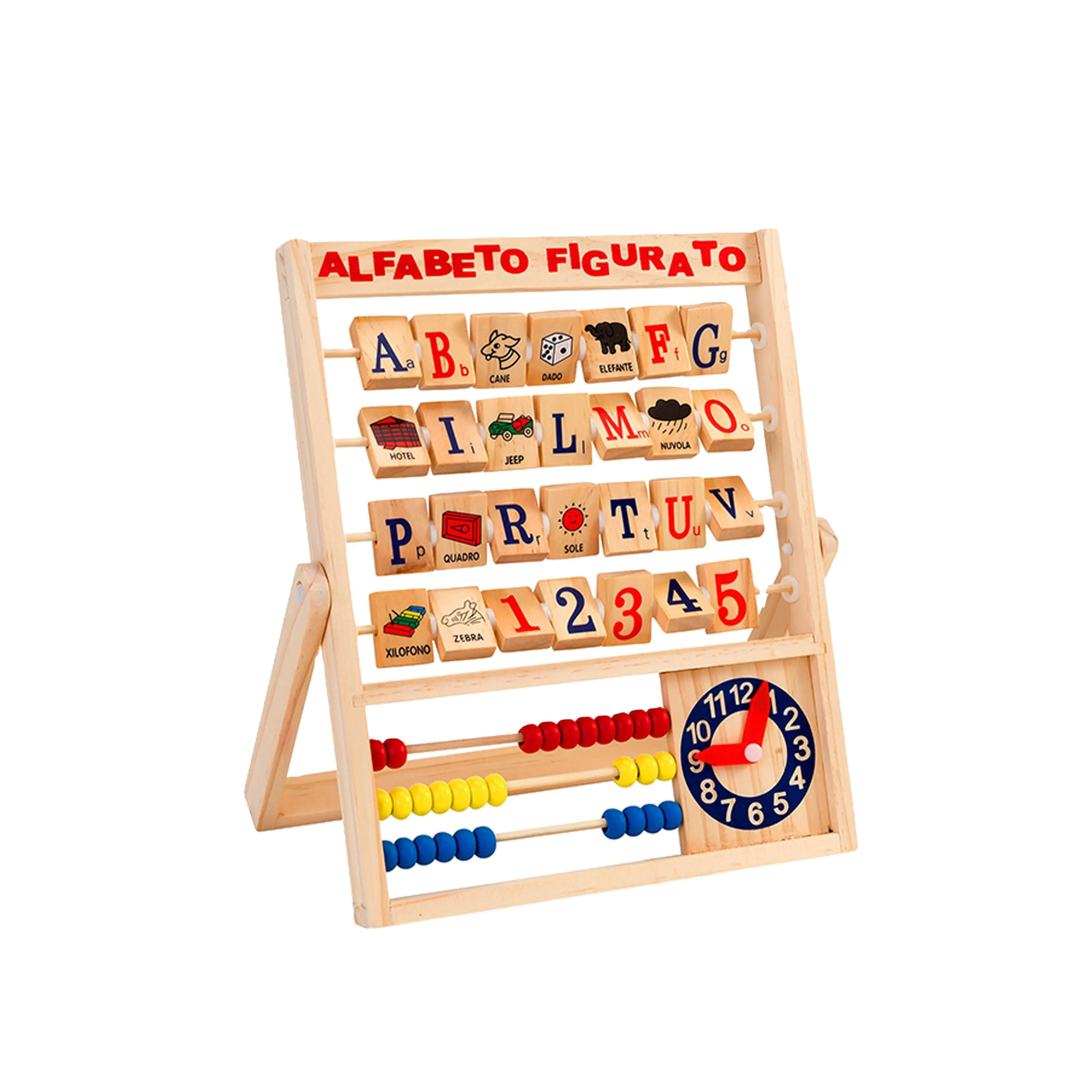 学習ブロック子供用デジタル算術コンビネーションそろばんフレーム木製文字子供用認知玩具