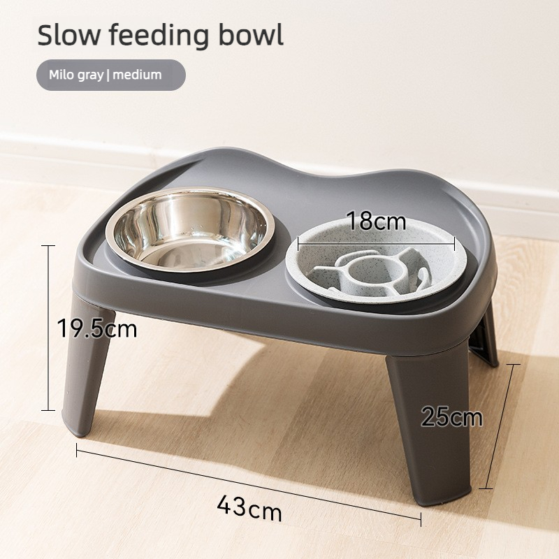 Milo gray medium slow feeding stainless steel bowl upgraded stab