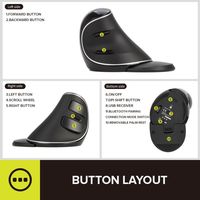 DELUX M618PD Souris verticale ergonomique sans fil 2,4 GHz 4000 DPI rechargeable 6 boutons pour PC portable