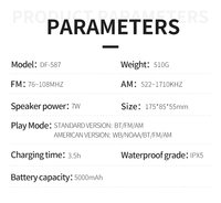 Radio d'urgence portable 5000 mAh en plastique 3-en-1 AM/FM Internet Radio à manivelle solaire avec lampe torche pour haut-parleur LED
