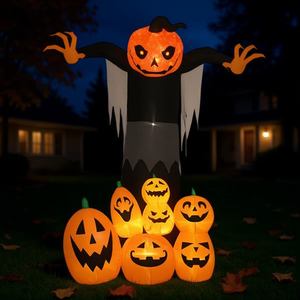 Decorazione Gonfiabile di Halloween per Giardino, Zucca e Fantasma Illuminati, Display Gonfiabile di Halloween da 2,4 Metri - Product Image 2