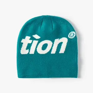 Vente en gros, bonnet d'hiver imprimé unisexe, Logo personnalisé, bonnet tricoté en acrylique