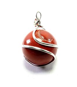High quality red jasper <b>sphere</b> Wire Wrapped Pendant Classic Style Quartz <b>Crystal</b> ball Gemstone Necklace Healing Stone wholesaler - Product Image 1