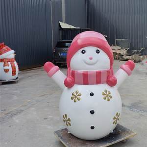 รูปปั้นหุ่นมนุษย์หิมะทำจากเรซินไฟเบอร์กลาสขนาดใหญ่สำหรับตกแต่งเทศกาลคริสต์มาสกลางแจ้งเชิงพาณิชย์ - Product Image 4