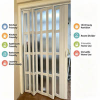 Porte accordéon pliante en verre acrylique résistant aux chocs, sur mesure, avec rail en aluminium étanche, cloison coulissante intérieure