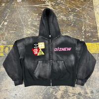 DiZNEW Sweat à capuche noir OEM Vente en gros de haute qualité Tie Dye Designer 420 Gsm Baggy Hoodie Hommes