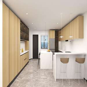 Système d'armoires de cuisine sur mesure avec des matériaux de qualité supérieure, <span class=keywords><strong>action</strong></span> de <span class=keywords><strong>tiroir</strong></span> fluide, disposition modulaire et style élégant en <span class=keywords><strong>bois</strong></span> grainé - Product Image 5