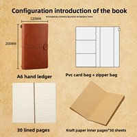 Carnet de notes A6 rétro en cuir PU avec sangle, bloc-notes professionnel haut de gamme, carnet créatif portable, cadeau avec reliure à cordon, 60 feuilles