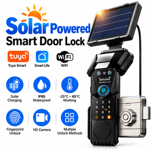 Serrure de porte intelligente SINON à énergie solaire, étanche, avec contrôle d'accès par empreinte digitale pour projets - Product Image 1