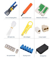 Kit d'outils de réparation Ethernet : Pince à sertir, connecteurs modulaires Cat5e Cat6 8P 6P RJ45 RJ11 RJ12, testeur de câble LAN