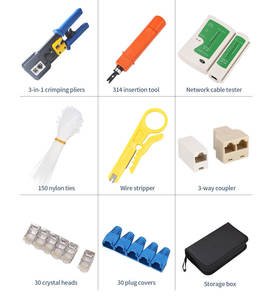 Kit de Herramientas de Red para Reparación de Ethernet: Herramienta de Crimpado, Juego de Conectores Modulares Cat5e Cat6 8P 6P RJ45 RJ11 RJ12 y Probador de Cables LAN - Product Image 5