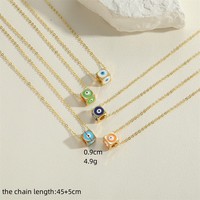 Minimaliste 3D dés mauvais yeux collier ras du cou or Cube diable yeux dés carré perle pendentif collier