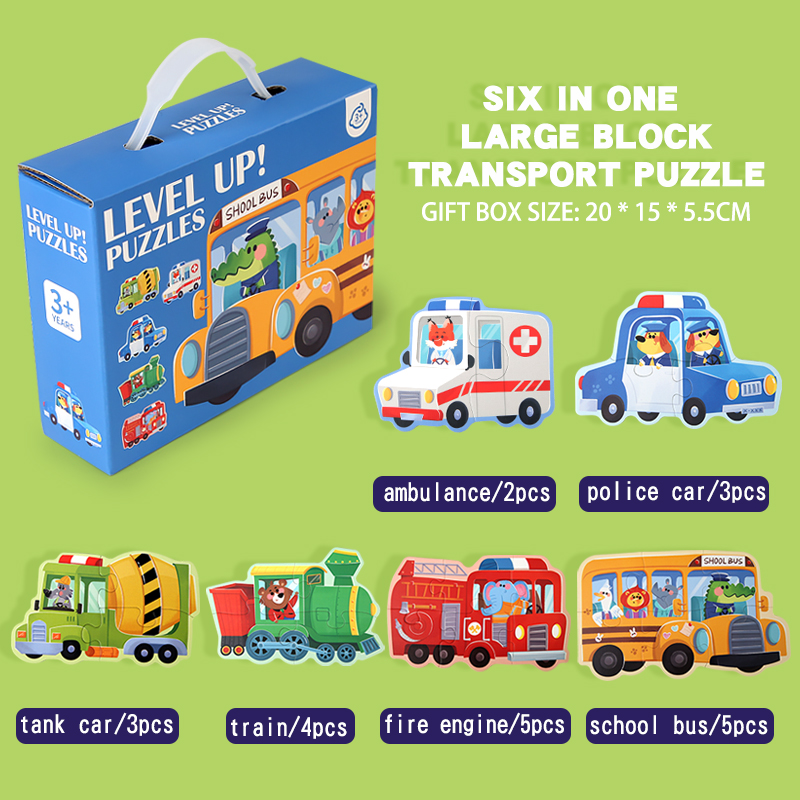 Six-in-one large piece transportation puzzle