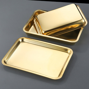Vassoi Decorativi Moderni Quadrati <span class=keywords><strong>in</strong></span> <span class=keywords><strong>Acciaio</strong></span> Inox 304 Dorato Extra Spessi Modello 895 per Uso Domestico e Commerciale con Logo Personalizzato - Product Image 3