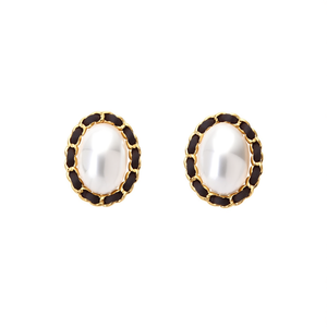 Pendientes de Moda con Perlas Ovaladas, Acero Inoxidable 316L, Baño de Oro PVD - Product Image 2