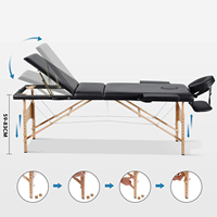 Table de massage électrique portable et pliable en bois moderne de haute qualité, réglable en hauteur, pour soins du visage, spa et salon de beauté