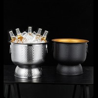 Seau à champagne de luxe, seau à glace en métal, double paroi, acier inoxydable martelé, refroidisseur à vin, bac à boissons