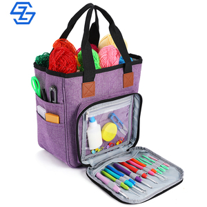 Yarn Bag Large Knitting Organizer Tote Bag Knitting Beginner Kit with Pockets for Knitting Accessories Storage