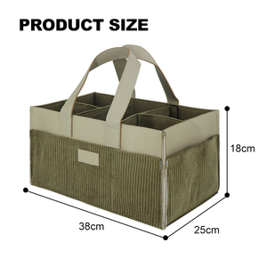 Borsa per pannolini in pelle e velluto a coste elegante e resistente per pannolini per bambini con tasche Multiple per mamme - Product Image 4
