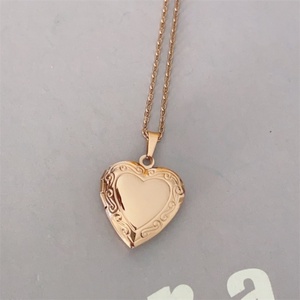 Dainty Stainless Steel Blank Charm Jewelry <b>Frame</b> Photo Picture <b>Memory</b> Heart Locket Pendant Necklace - Product Image 4