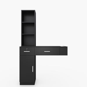 Gabinete de barbero de pintura negra de madera de diseño de tienda de peluquería personalizado - Product Image 1