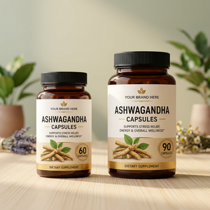 Capsules végétariennes d'Ashwagandha, 60 unités, complément alimentaire pour soutenir l'immunité et l'énergie - Product Image 1