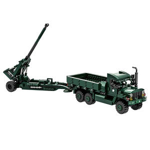 Serie militar 4510 M35 Camión de carga de 2 toneladas M198 Obús WW2 MOC Juego de ladrillos Bloques de construcción educativos para niños Juguete electrónico - Product Image 1