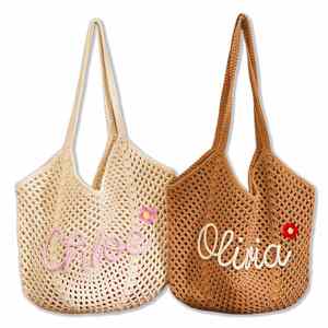 Personalized Beach Tote <b>Bags</b>, Crochet Name Beach <b>Bag</b>, <b>Bridesmaid</b> <b>Gift</b>, Summer Handbag, Bridal Shower Favor - Product Image 1