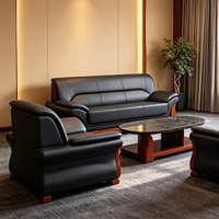 Canapé de bureau, réception d'entreprise, accueil des visiteurs, canapé moderne simple pour salon d'entreprise, ensemble de canapés trois places en cuir véritable