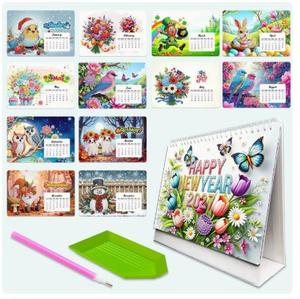 XIXI ปฏิทินตั้งโต๊ะอะคริลิคแบบ DIY ลายเพชร พร้อมชุดสติกเกอร์การ์ตูนรุ่นใหม่ - Product Image 1