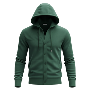 Wholesale Custom Winter Solid Knitted Button Eco-Friendly Hoodie Long Sleeve Drawstring Dual Patch Pockets Bangladesh - Product Image 6