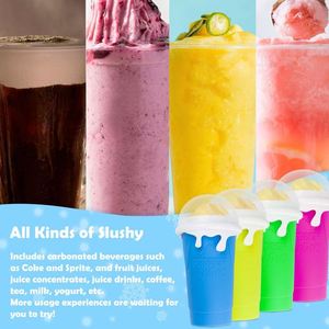 Custom Logo Double Layer Silicone <b>Ice</b> Cream <b>Maker</b> Slushy Cooling Cup with Straw Spoon Stocked - Product Image 2